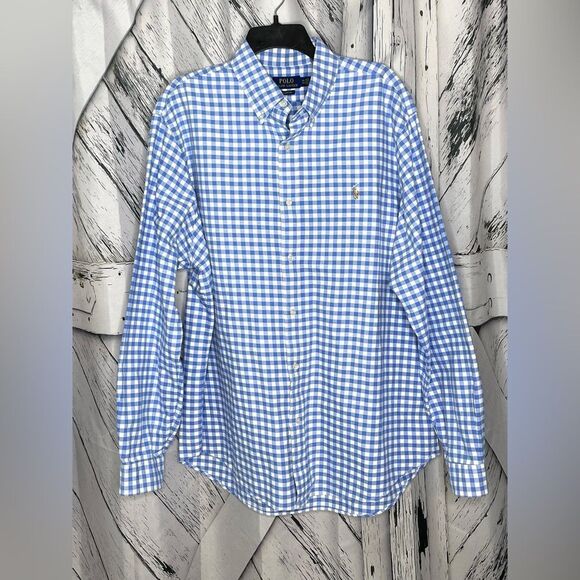 Polo Ralph Lauren Other - Polo Ralph Lauren Classic Fit Gingham Shirt Button-Down Long Sleeve Blue XXL